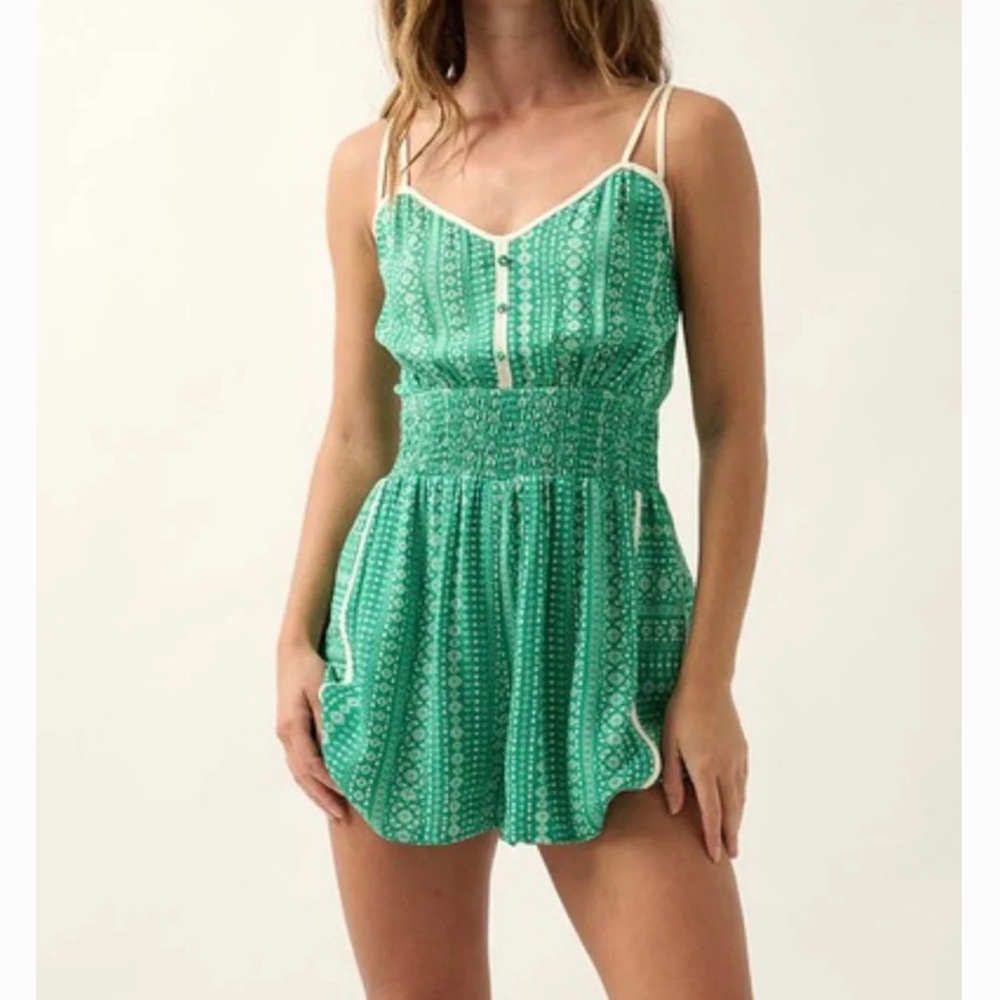 Promesa Green and White Jumpsuit